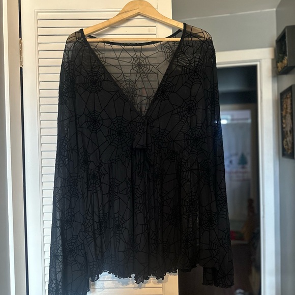 SHEIN Black Spider Web Blouse - Picture 2 of 3